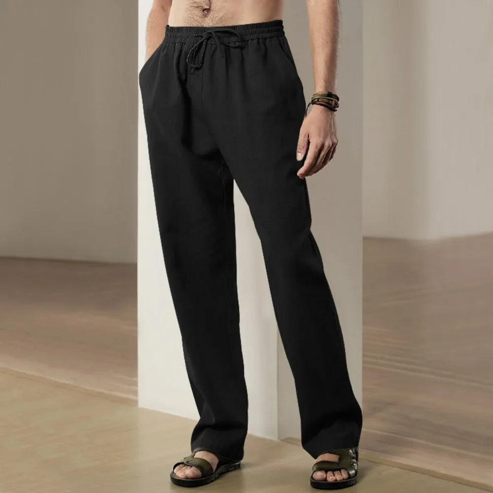 Mens Beach Pants Hawaii Vacation Pants Cotton and Linen Pants Breathable Trousers Streetwear Men Joggers Men Clothing