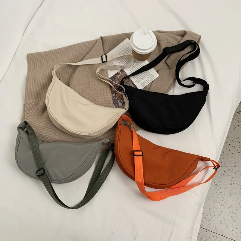 Upgraded Version Simple Design Women's Messenger Bag Nylon Hobos Small Shoulder Bags Vintage Female Girls Purse Cloth Handbags