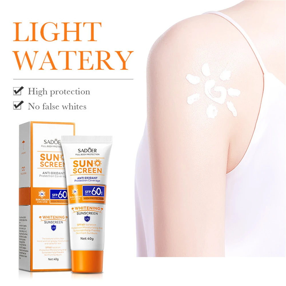 SPF60A+ Sunscreen Cream Gel Isolation Lotion Men Women Long Lsating Moisturizing Whitening Waterproof Protector Solar Cream Tool