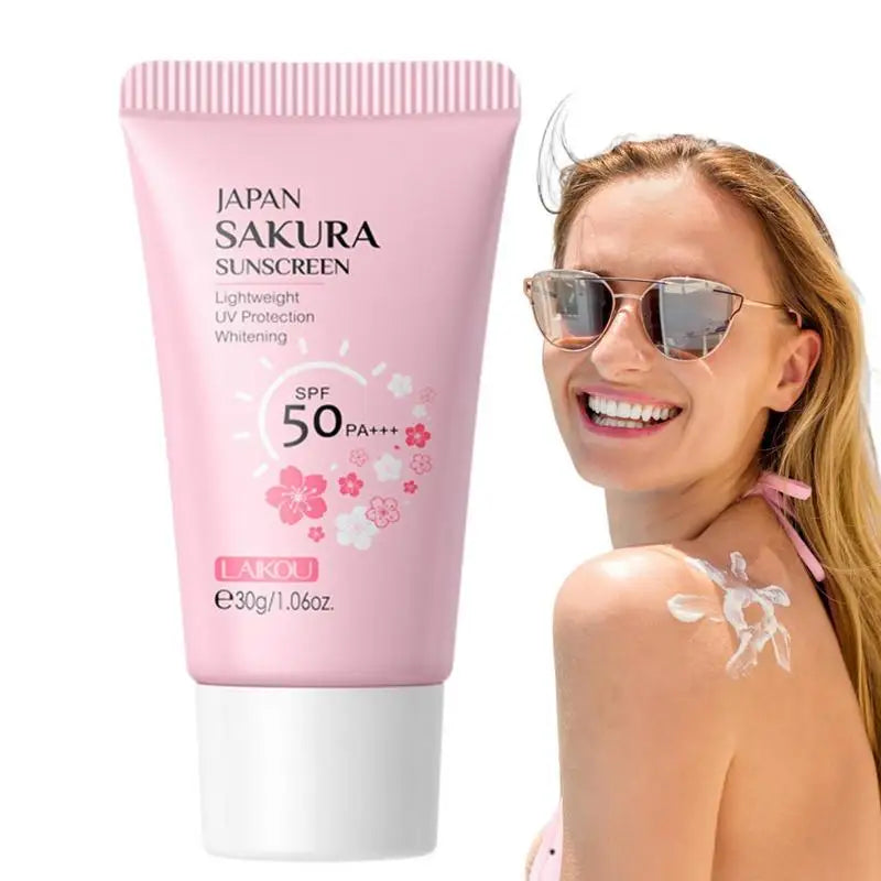 1pcs Sakura Sunscreen Cream Protector Facial Sun Block Spf50 Gel Isolation Lotion Cream Facial Moisturizer Whitening cream 30g