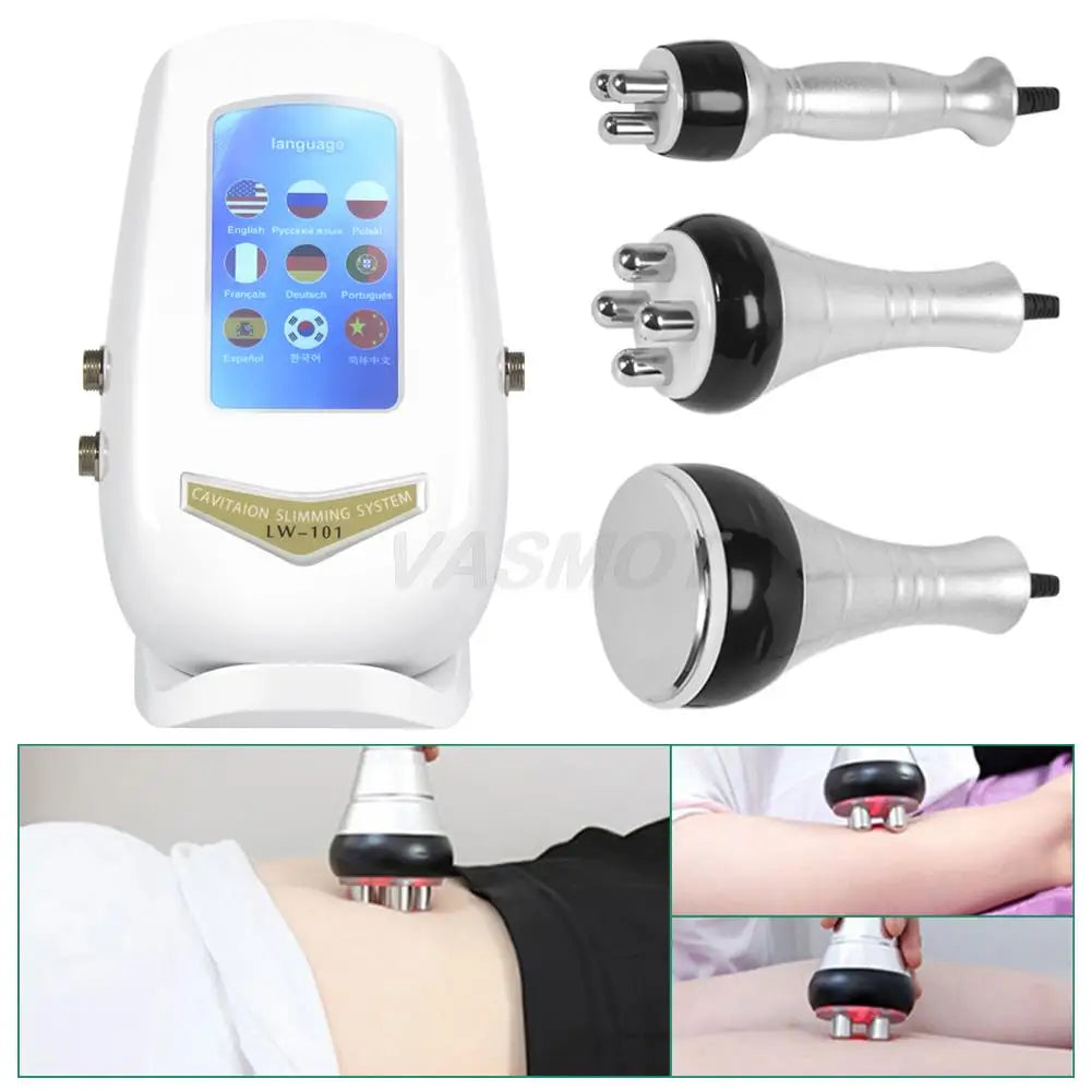 3IN1 Cavitation Ultrasonic Body Slimming Machine RF Beauty Device Facial Massager Skin Tighten Lifting Fat Burner Machine 40K