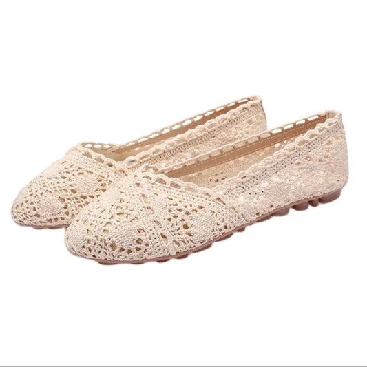 Women Woven Hollow Foldable Solid Casual Flats Shoes Cotton Linen Breathable