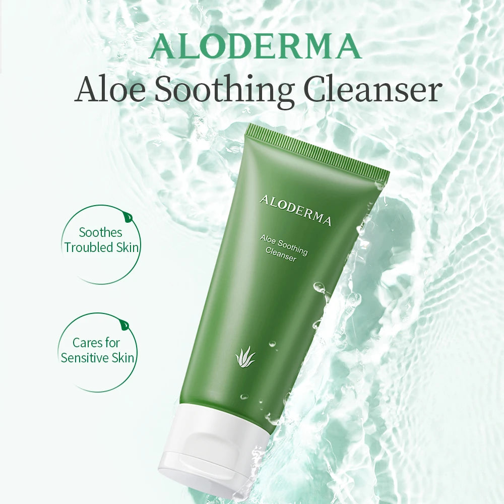 ALODERMA Fresh Aloe Soothing Facial Cleanser Gentle Moisturizing Cleansing Cream For Sensitive Skin Non-Irritating Facewash 100g