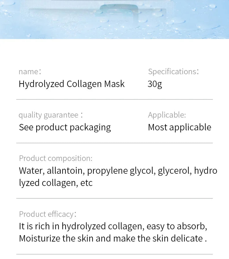 10pcs Centella Collagen Face Mask Moisturizing Refreshing Sheet Masks Hyaluronic Acid Facial Anti-Wrinkle  Anti-aging Mask