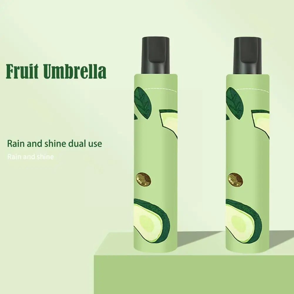 Umbrella Fully Automatic Fruit Pattern Cute Umbrella Shine Black Use Umbrella Gum Sunshade Dual And Umbrella Trifold Rain I2S6