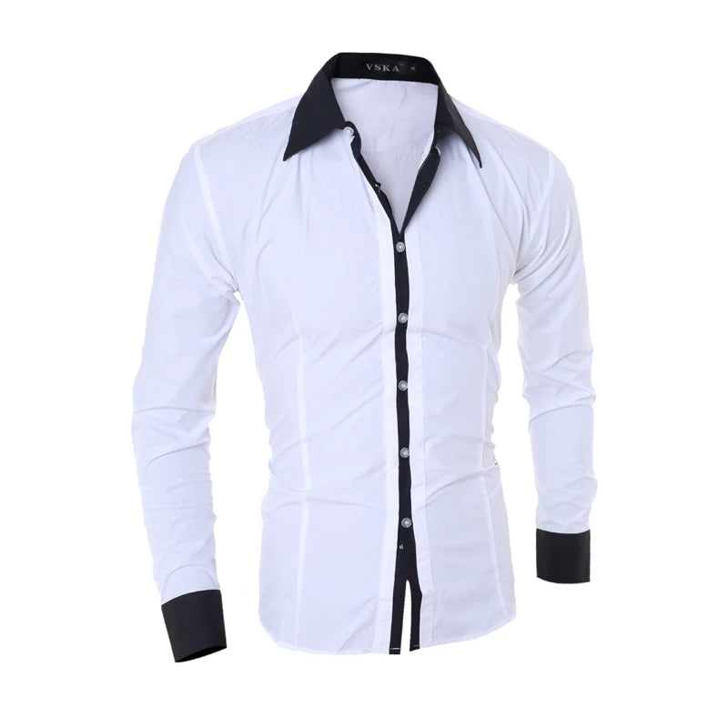 Mens Stripes Shirts Long Sleeved Slim White Social Shirts Casual Male Clothes Business Camisa Masculina Chemise christmas shirt