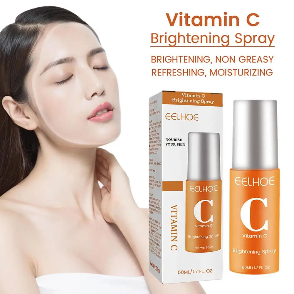 50ml Vitamin C Brightening Facial Spray Mist Green Moisturizing Anti-wrinkle Redness Relieve Nourishing Whitening Portable I1P6