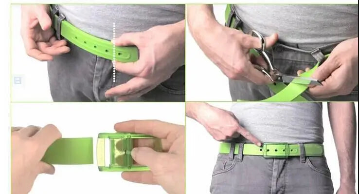 Candy Colors Eco-Friendly Plastic Belt Unisex Silicone Rubber Belt Korean Style Smooth Buckle For Women Men