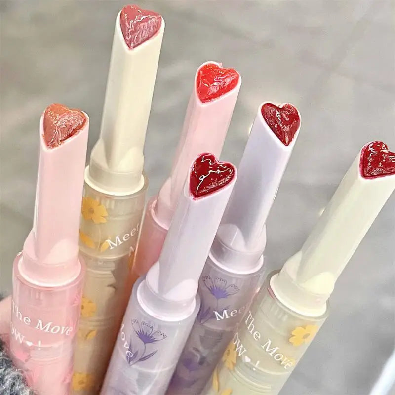 Lip Gloss Flower Knows Jelly Mirror Lipstick Heart-shaped Waterproof Non-stick Cup Long-lasting Lipstick Korean Makeup Cosmetics