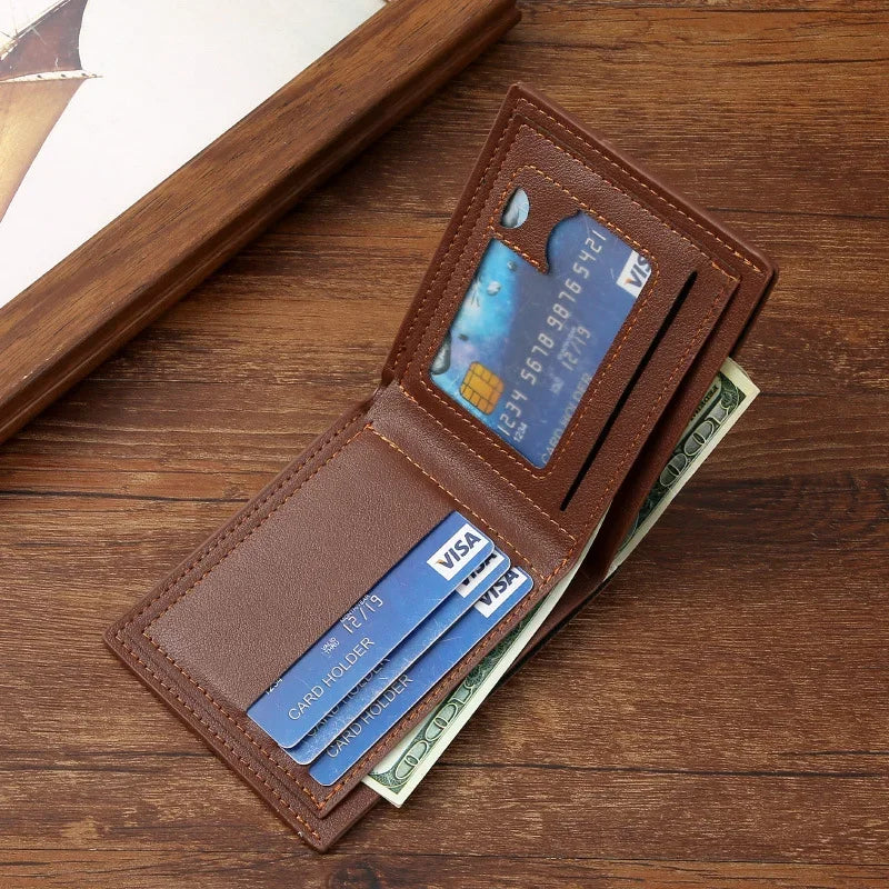 Men Inserts Foldable Wallets Picture Coin Slim Purses Business Money Credit ID Cards Holders Vintage Protection Capacity Bags