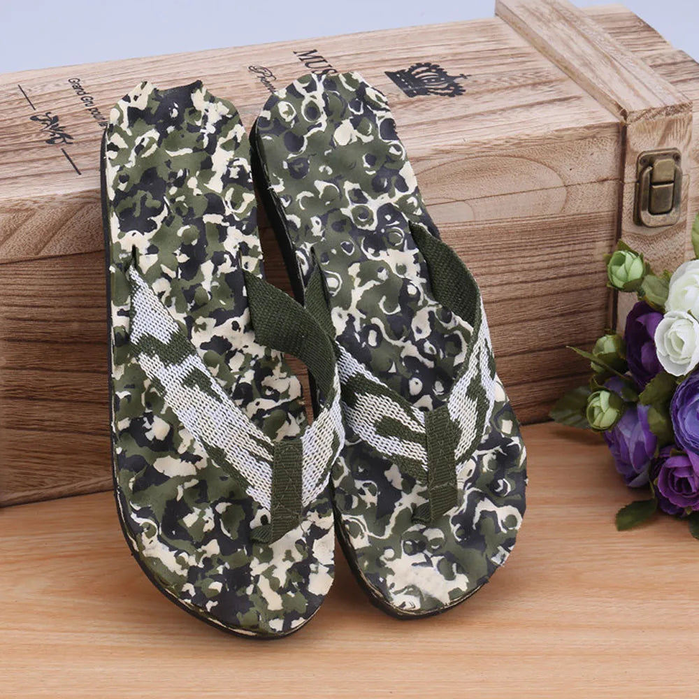 Men Camouflage Flip Flops Slippers Shoes Sandals Slipper Indoor & Outdoor Casual Men Non-Slip Beach Shoes Sapato Masculino 40-45