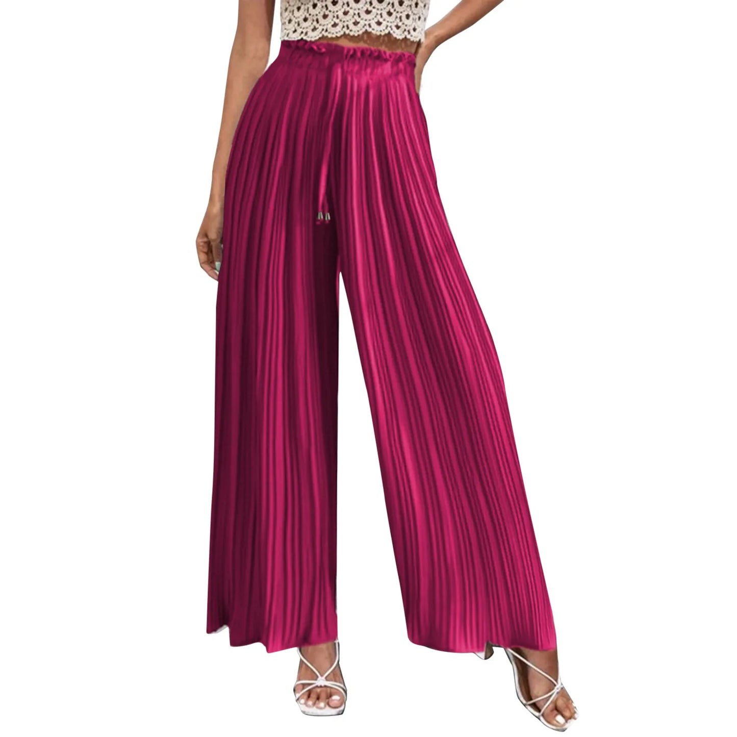 Sweatpants Women 2023 Spring Autumn Pants Wide Leg Palazzo Pants High Waisted Lounge Pant Smocked Pleated Loose Fit Trousers