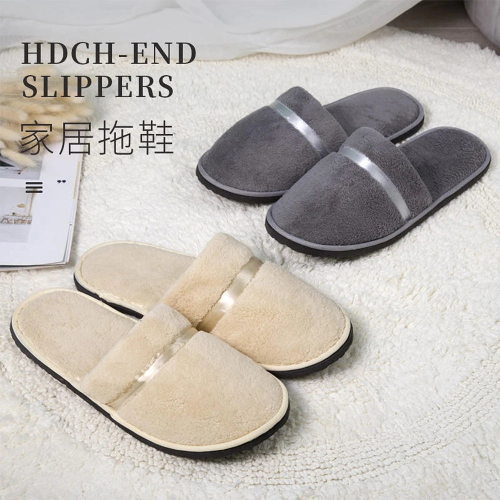 1Pair Disposable Winter Slipper Men Women Hotel Home Slippers Non-slip Portable Travel Sandals Coral Fleece Soft Warm Flip Flops