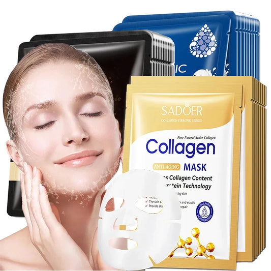 20pcs Snail Collagen Face Mask skincare Moisturizing Anti wrinkle Whitening Facial Masks Face Sheet Mask Korean Skin Care
