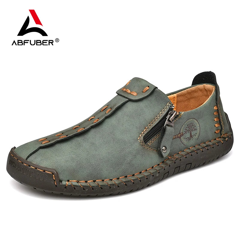 Handmade Leather Men Shoes Casual Slip On Loafers Breathable Leather Shoes Men Flats Hot Sale Moccasins Tooling Shoes Plus Size
