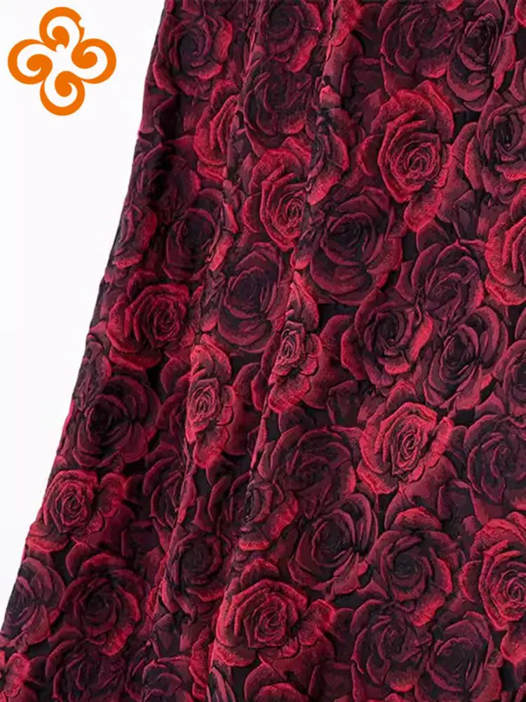 45x150cm Embossed 3D Rose Jacquard Fabric Black Yarn-dyed Jacquard Cloth Women's Dress Suit Bag DIY Sewing Fabric TJ7517