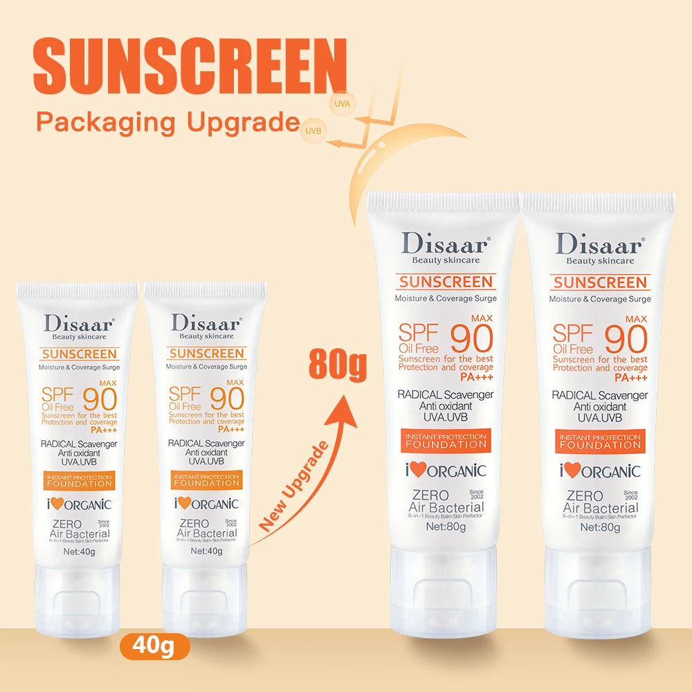 Disaar New 80g Sunscreen Cream Spf90 Body Protector Solar Lotion Original Facial protector solar para rostro