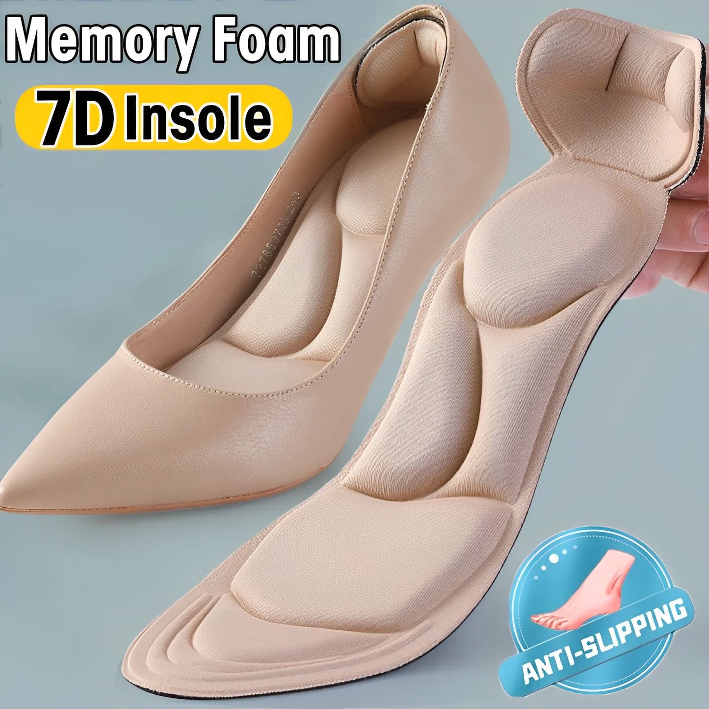 2pcs High Heel Memory Foam Insole Pad Inserts Heel Post Back Breathable Anti-slip for Women Shoe New Shoe Arch Support Insoles
