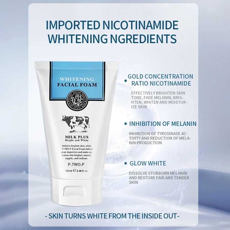 PTWOP Whitening Facial Foam Moisturizing Deep Remove Cleansing Acne Milk Oil Control Exfoliating Shrink Pores Face Wash