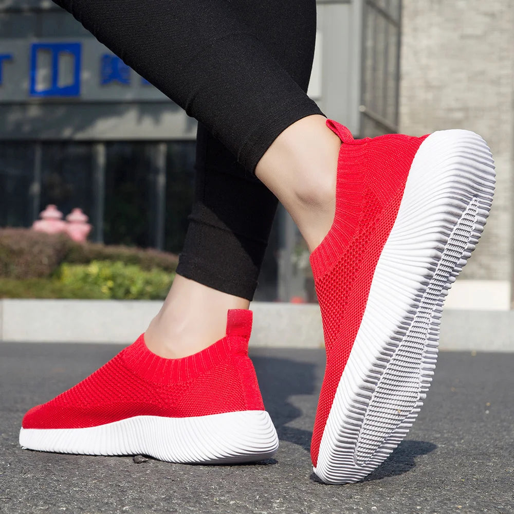 2024 Spring Women Shoes Knitting Sock Sneakers Women Flat Shoes Casual Breathable Sneakers Flats Walking Shoes for Women