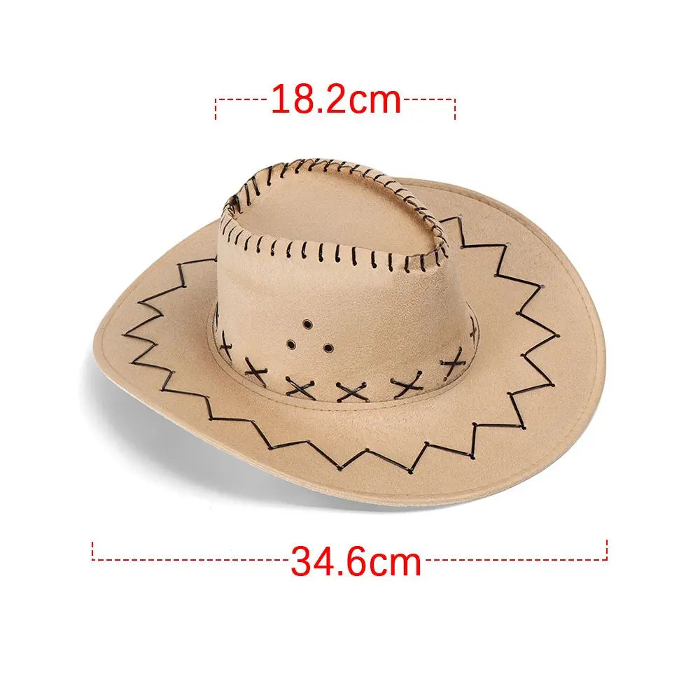 Women Men Cowboy Hat Western Suede Cowgirl Hats Fashion West Fancy Dress Party Headwear Unisex Cap