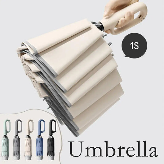 Reinforce Clasp Fully Automatic Umbrella 10 Double Folding 23" Large Strong Umbrella Waterproof Sturdy Windproof Bone M4L7