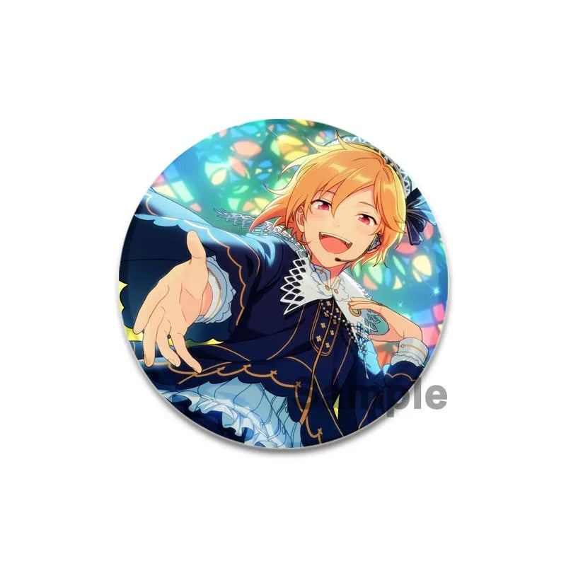 Music Game Ensemble Stars Brooch Round Tinplate Button Pins Cute Virtual Idol Kiryu Kuro Cosplay Badges for Backpack Accesorios