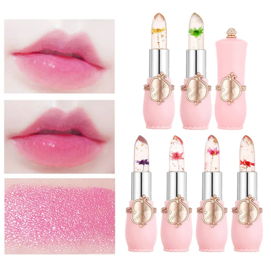 Temperature Color Change Lipstick Moisturizer Jelly Flower Lip Balm Waterproof Lasting Lipstick Nourishing Colorful Lip Gloss