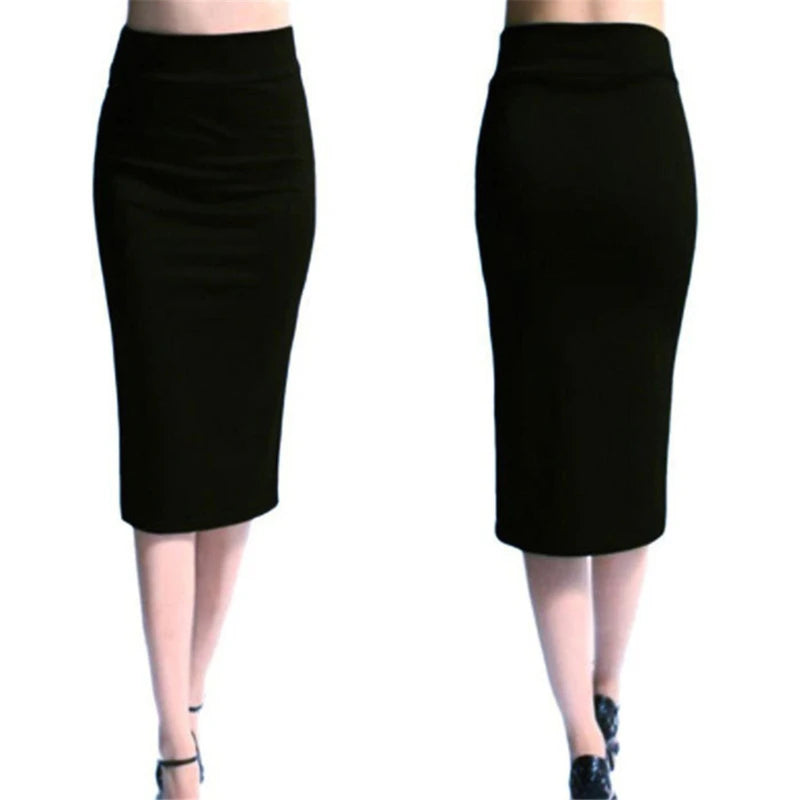 Women Skirt Bodycon Skirt Office Female Slim Knee Length High Waist Stretch Sexy Pencil Skirts Jupe Femme