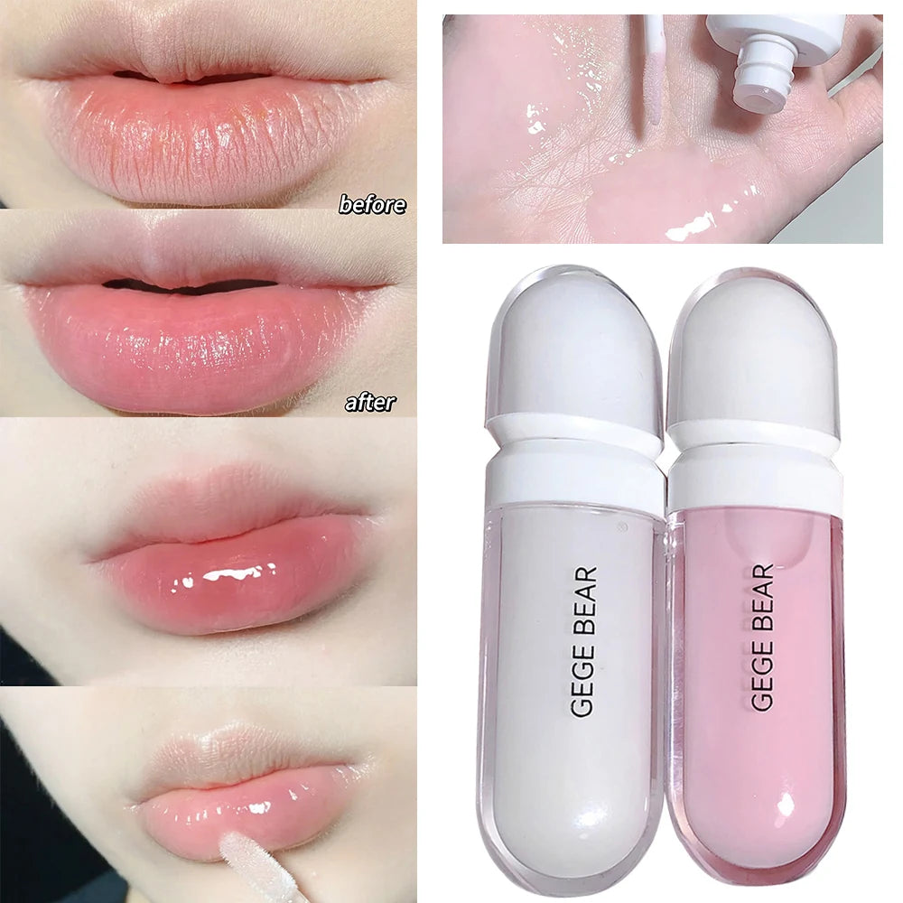 Women Clear Moisture Lip Gloss Lip Oil Plumping Base Hydrating Moisturising Care Liquid Lip Balm Makeup Lines Lips Jelly Glaze