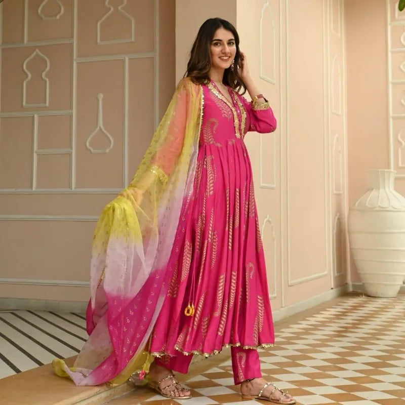 Rayon Designer India Pakistan Pink Salwar Kameez Dress Party Suit Wedding