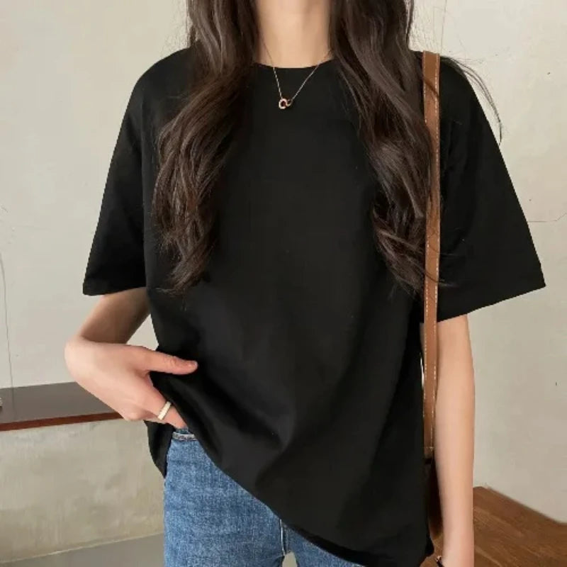 White T-shirt Women's Short Sleeve 2024 Spring and Summer New Cotton Loose Simple T-shirt Bottoming Shirt Women Inner Wear Top