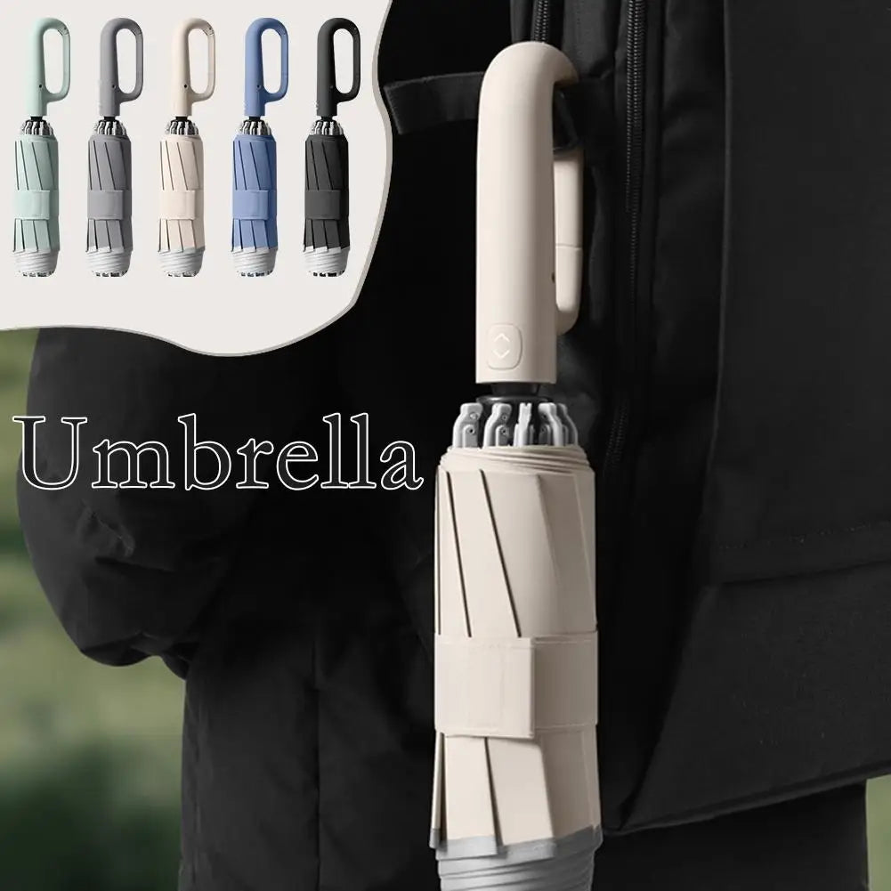 Reinforce Clasp Fully Automatic Umbrella 10 Double Folding 23" Large Strong Umbrella Waterproof Sturdy Windproof Bone M4L7