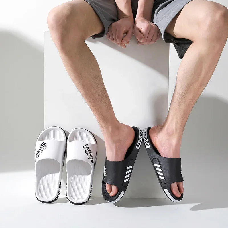 Fashion Large size Men's Slippers PVC Soft Sole Non-slip Slides Casual Outdoor Beach Flip Flops Home Bathroom Slippers Sandal