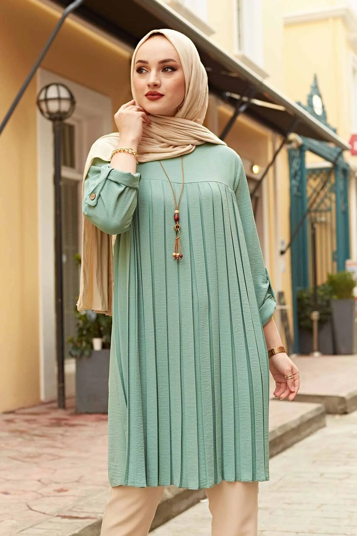 Pleated Girl's Blouse Shirt Adjustable Sleeve Women Top Islamism Blouses for Muslim Women Many Colors Muslim Fashion Women