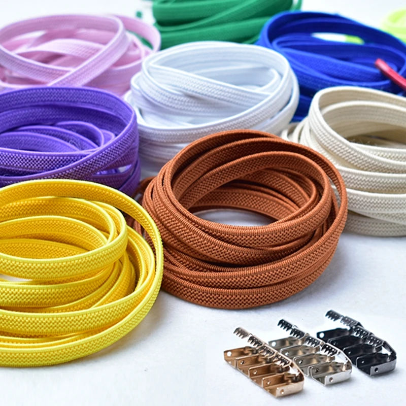 Fashion No Tie Shoe Laces Elastic Laces Sneakers Flat Shoelaces Without Ties Kids Adult Quick Shoe Lace Rubber Bands for Shoes