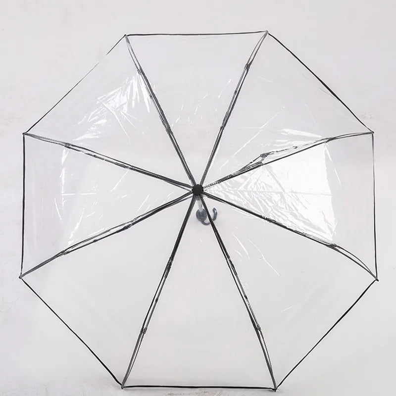 1PC Automatic Transparent Folding Umbrella Easy Carry Windproof Rain Umbrella Women Fashion
