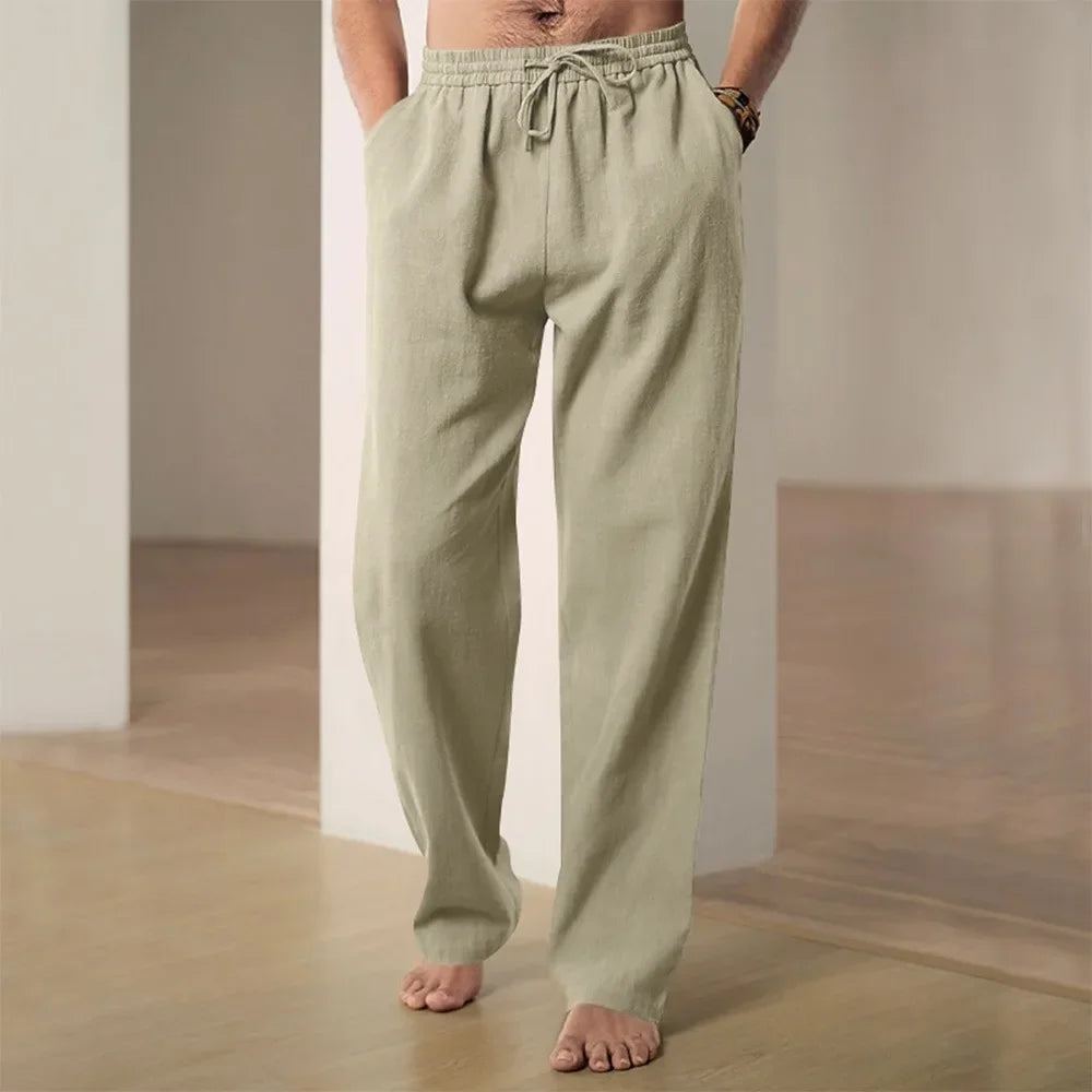 Mens Beach Pants Hawaii Vacation Pants Cotton and Linen Pants Breathable Trousers Streetwear Men Joggers Men Clothing