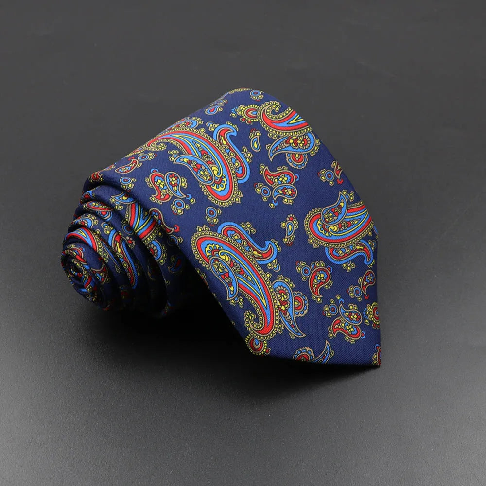 Men's Fashion Silk Tie 7.5cm Soft Novelty Necktie Blue Green Orange Color Ties For Men Dot Floral Bowtie Wedding Business Gift