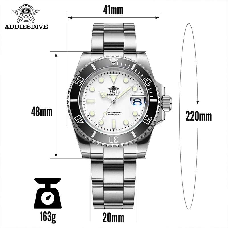 ADDIESDIVE 2023 New Luxury Men Wristwatch Analog watch BGW9 luminous Sports Watch Stainless Steel 300m Waterproof Quartz Watches