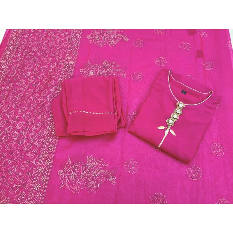 Palazzo A Loose Fitting Women Suit for Semi Formal Occasions Kurta Dupatta Pakistani Pink Salwar Kameez Combo