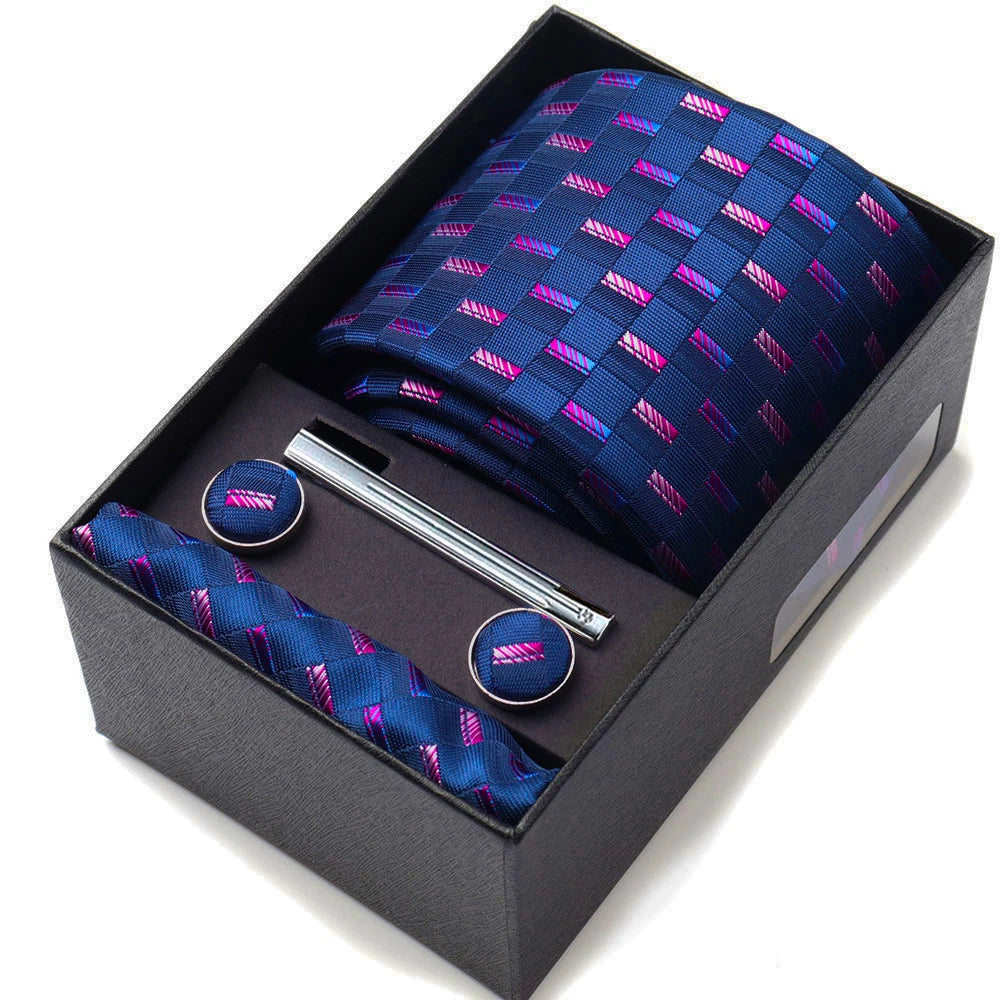 Men's Tie Gift Box With Neckties Handkerchiefs Cufflinks Tie Clips 6-Piece sets Group Business Wedding Festival Formal Ties