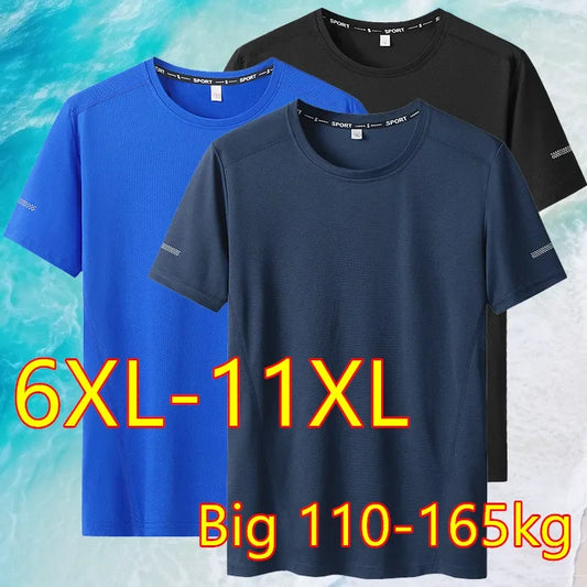 T-shirt Big Size 9XL for Men Quick Drying T-shirt for Men Round Neck Plus Size Short Sleeve Oversized T Shirt