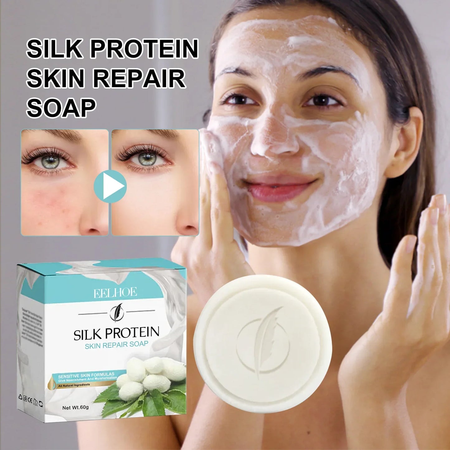 Protein repair facial soap cleans pores, lightens acne and dark spots, moisturizes and whitens skin, and washes face soap.