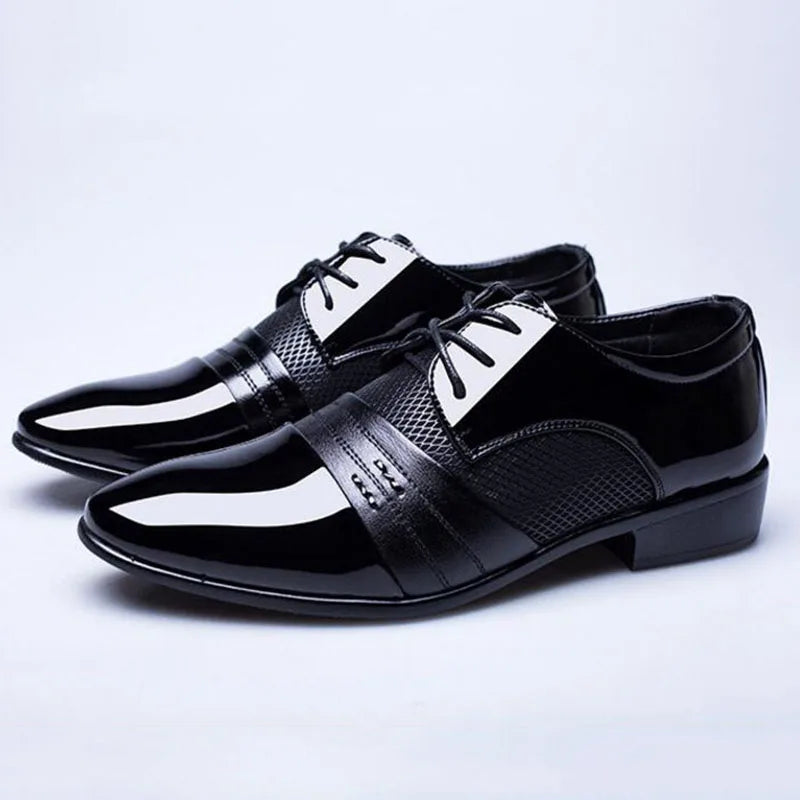 Fashion New British Men's Leather Shoes Classic Man Pointed Toe Formal Wedding Shoes Male Flats Dress Shoes Lace Up