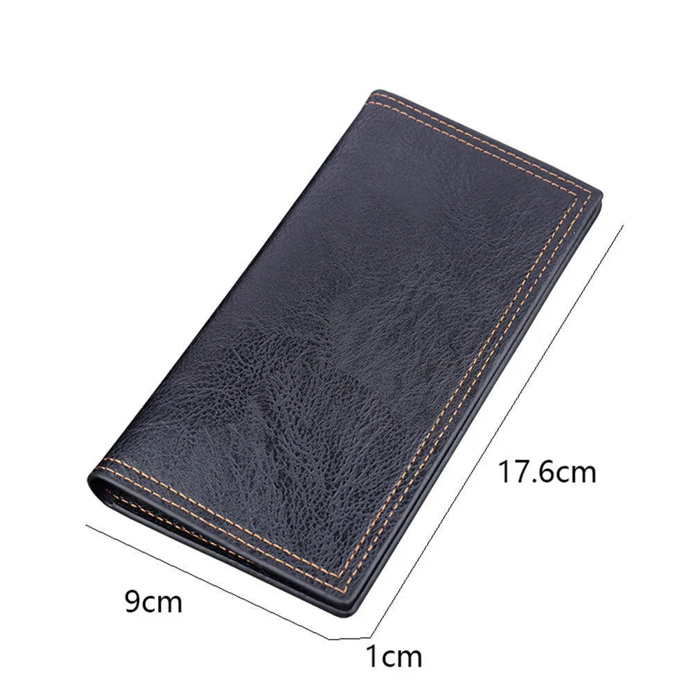 New Men Long Thin Slim Wallets Vintage Pu Leather Male Credit Card Holder Brown Money Purses Solid Simplicity Wallet For Man