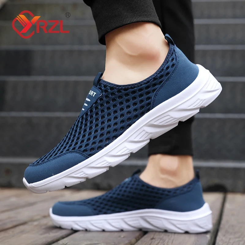 YRZL Lightweight Men Casual Shoes Breathable Slip on Male Casual Sneakers Anti-slip Men's Flats Outdoor Walking Shoes Size 39-46
