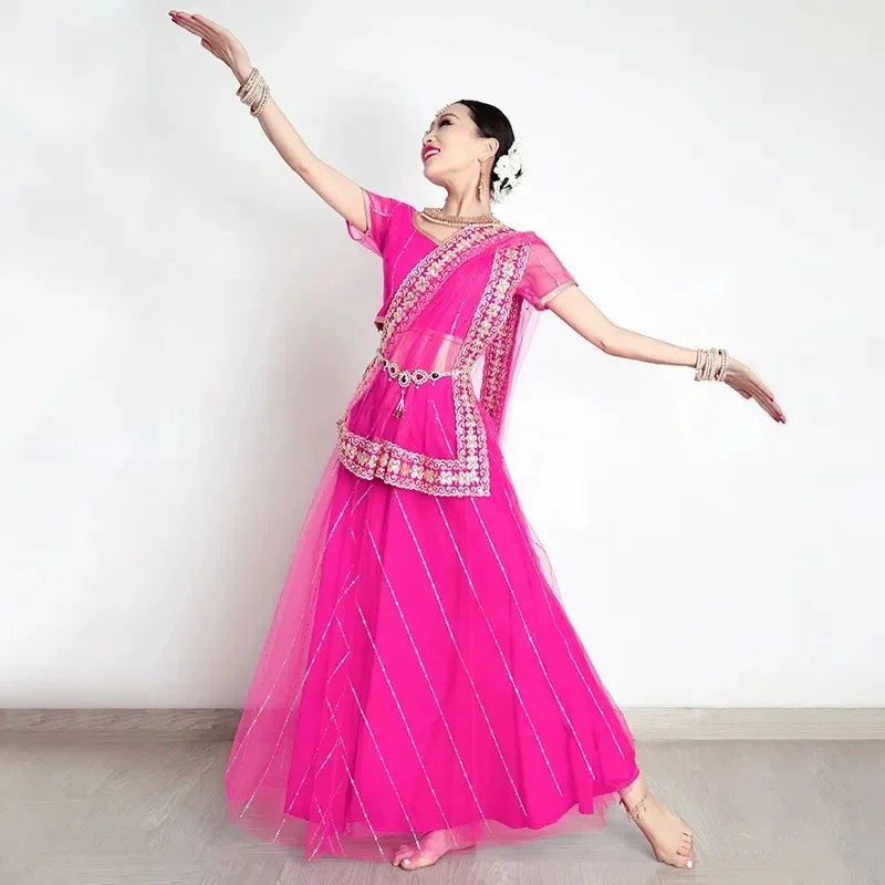 Traditional Indian Clothing Pakistani Sari Women's Elegant Dress Party Cosplay Dance Dress Stage Dress