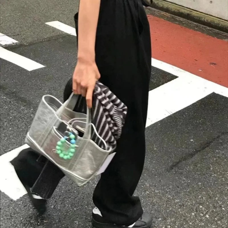 Silver Y2k Crossbody Bags for Women Fashion Handbags Short Top Handle Leather Casual Tote Bag Bolsos Para Mujeres Tendencia 2024