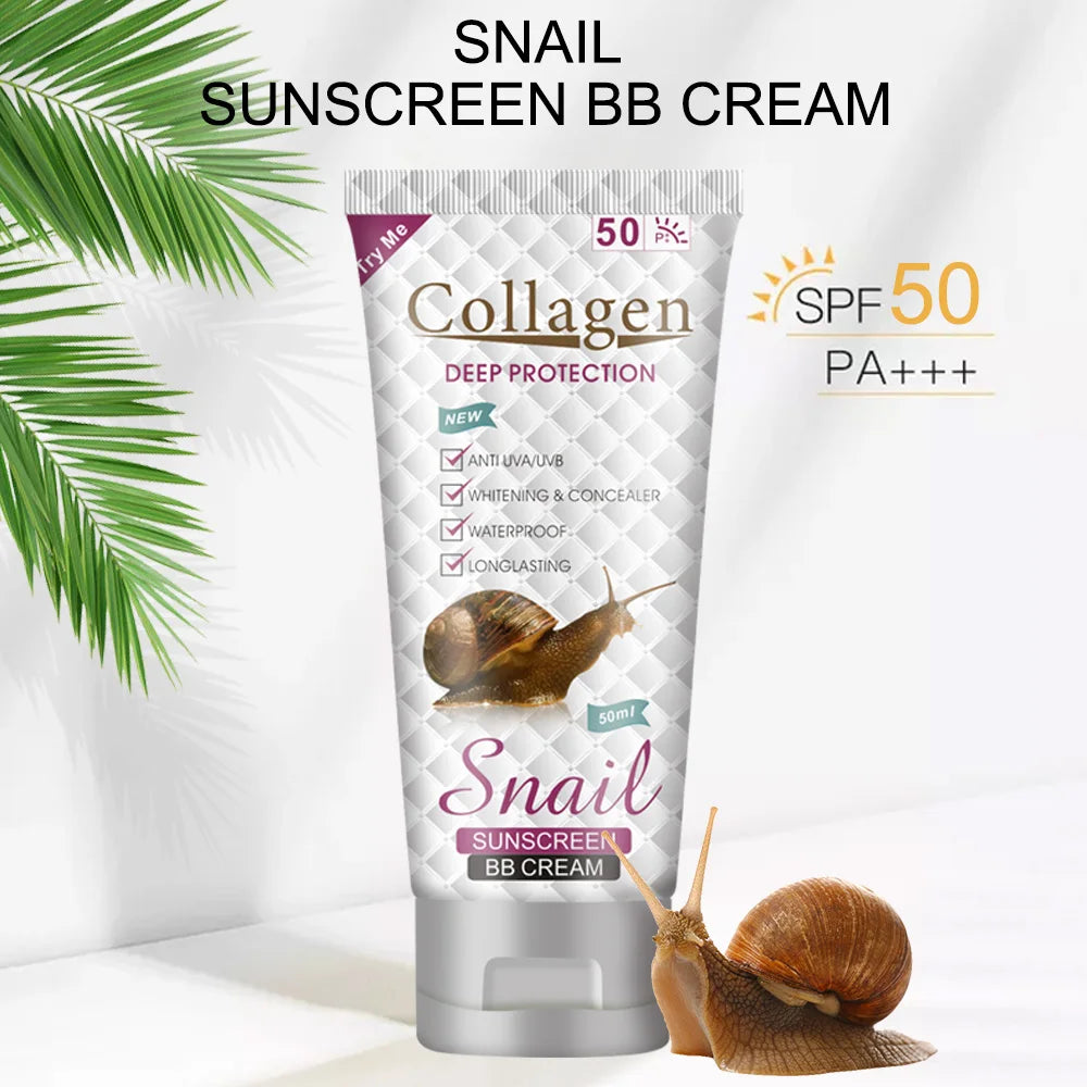 Snail Collagen Sunscreen BB Cream Refreshing  Sun Cream Moisturizing Long-lasting Skin Protective Sunblock